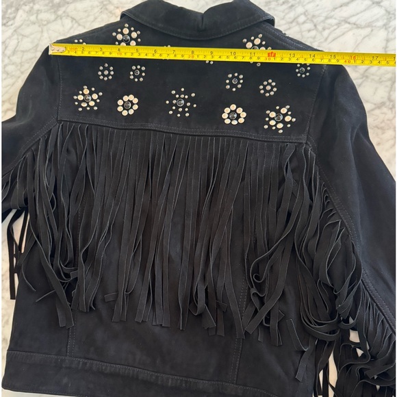 ZADIG & VOLTAIRE BLACK FRINGE SUEDE JACKET - Picture 7 of 10